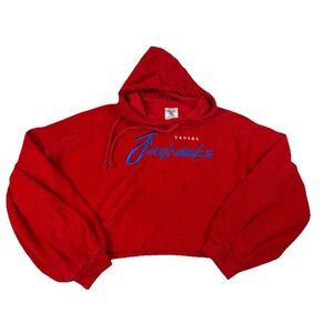 Kansas‎ Jayhawks KU Cropped Hoodie Sz M Red Rivalry Threads Terry Cloth Boxy Fit